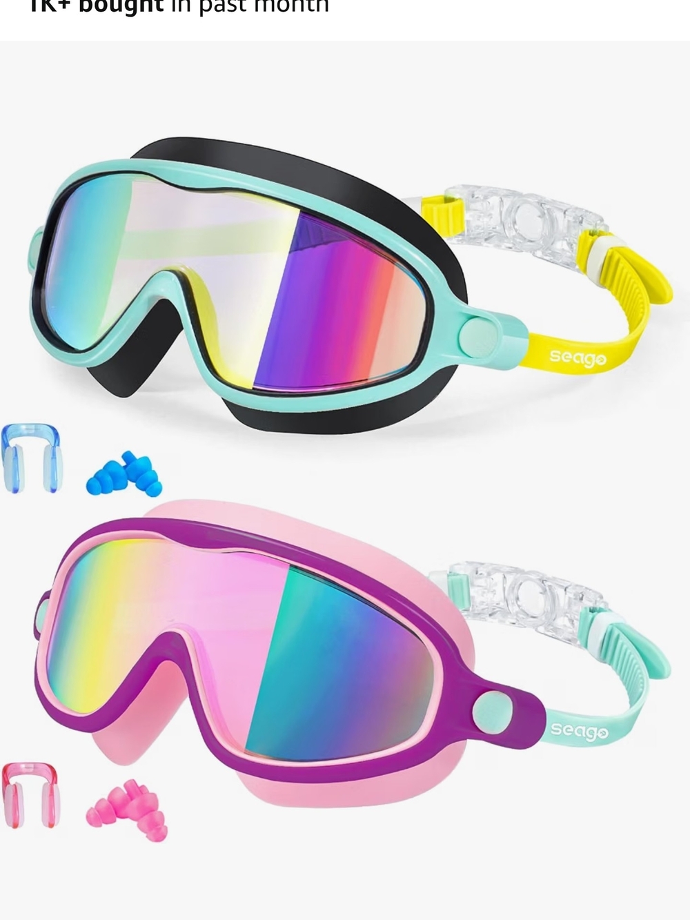 Sebago Kids Mirrored Swim Goggles Pink & Teal Set